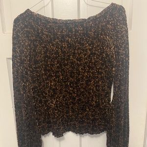 Free People Long Sleeve Wide Neck Top